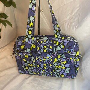 VERA BRADLEY Indigo Pop Blue Purple Green Floral Quilted Shoulder Bag